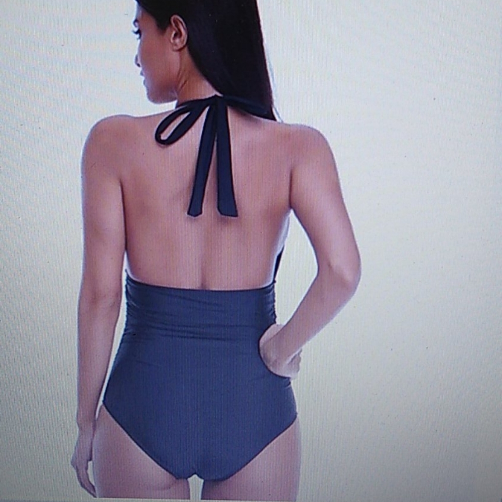 Eomenie  One piece halter rouched sides swimsuit - Picture 2 of 2